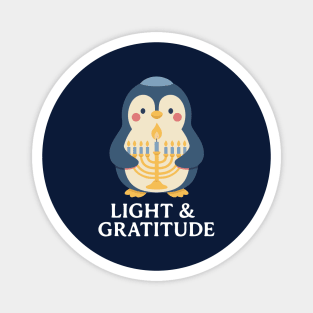 Light & Gratitude – Kawaii Menorah Penguin Magnet